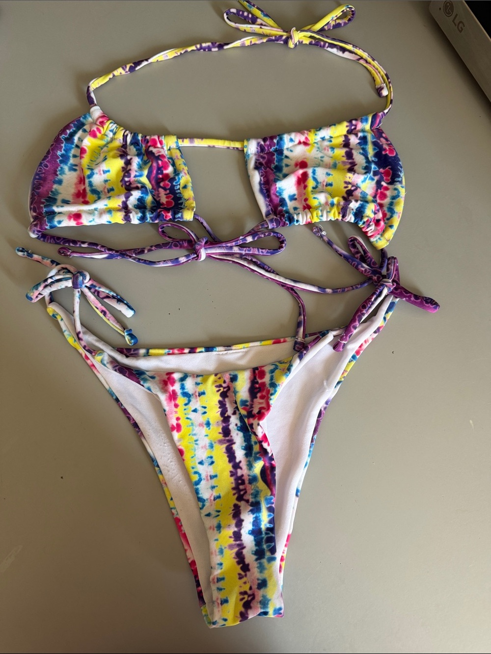 Tie-Dye String Bikini - Yellow, Purple, Blue